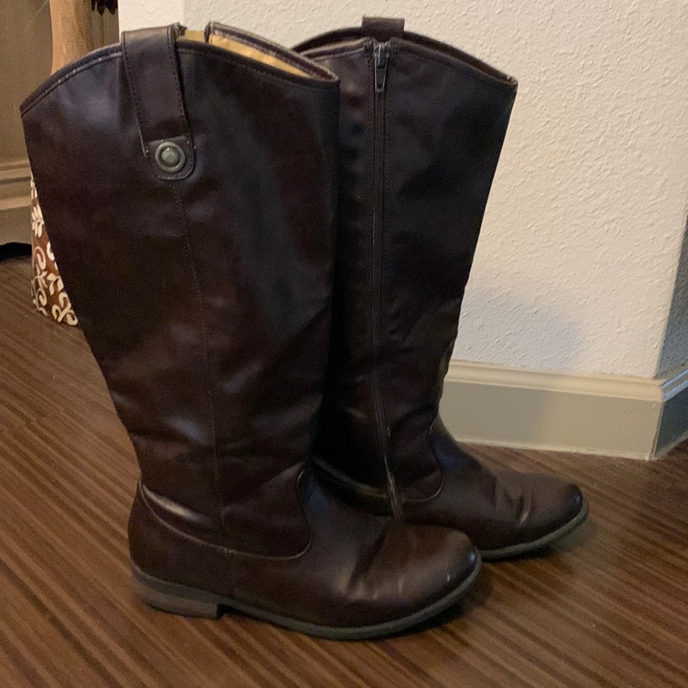 Wide calf brown boots